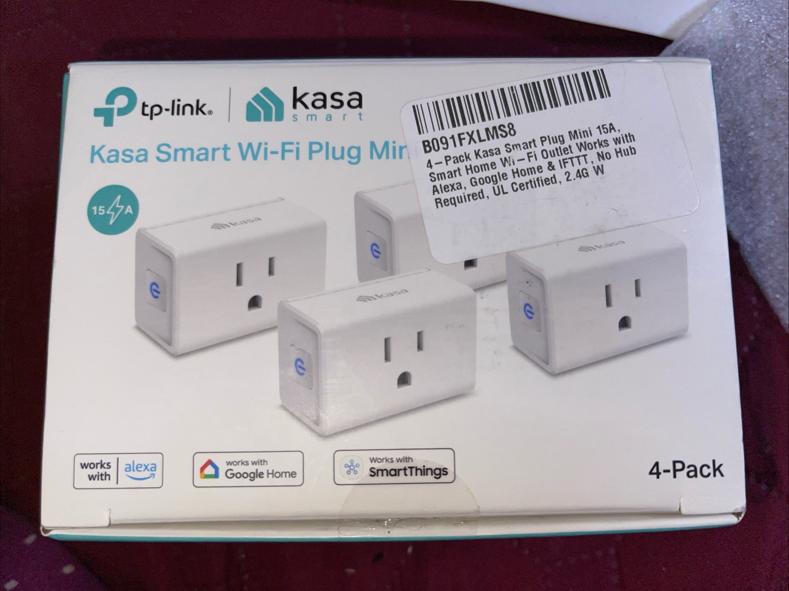 4-Pack  Smart Plug Mini 15A, Smart Home Wi-Fi Outlet,  White