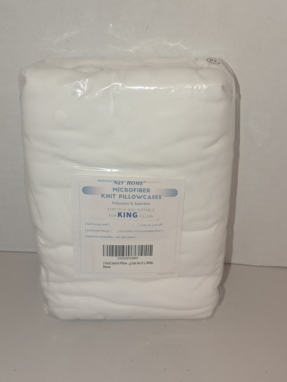 NY Home King Microfiber Soft Jersey Knit White Pillowcases Set Of 2