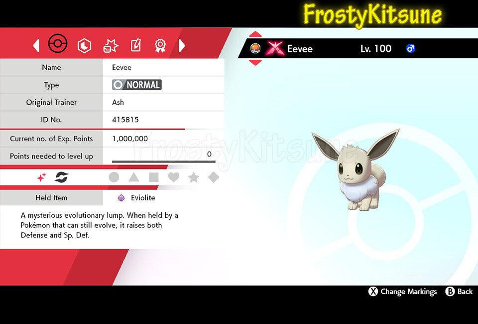 6IV Ultra Shiny Eevee Gigantamax (lvl 10 or 100) Pokemon Sword & Shield
