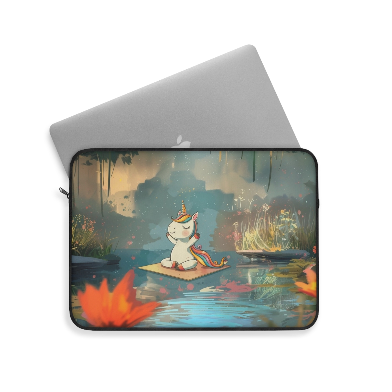 Yoga Unicorn on Lake Laptop Sleeve