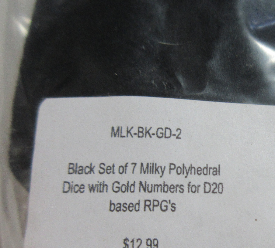 Polyhedral 7 piece Dice Set with Bag - Milky Black