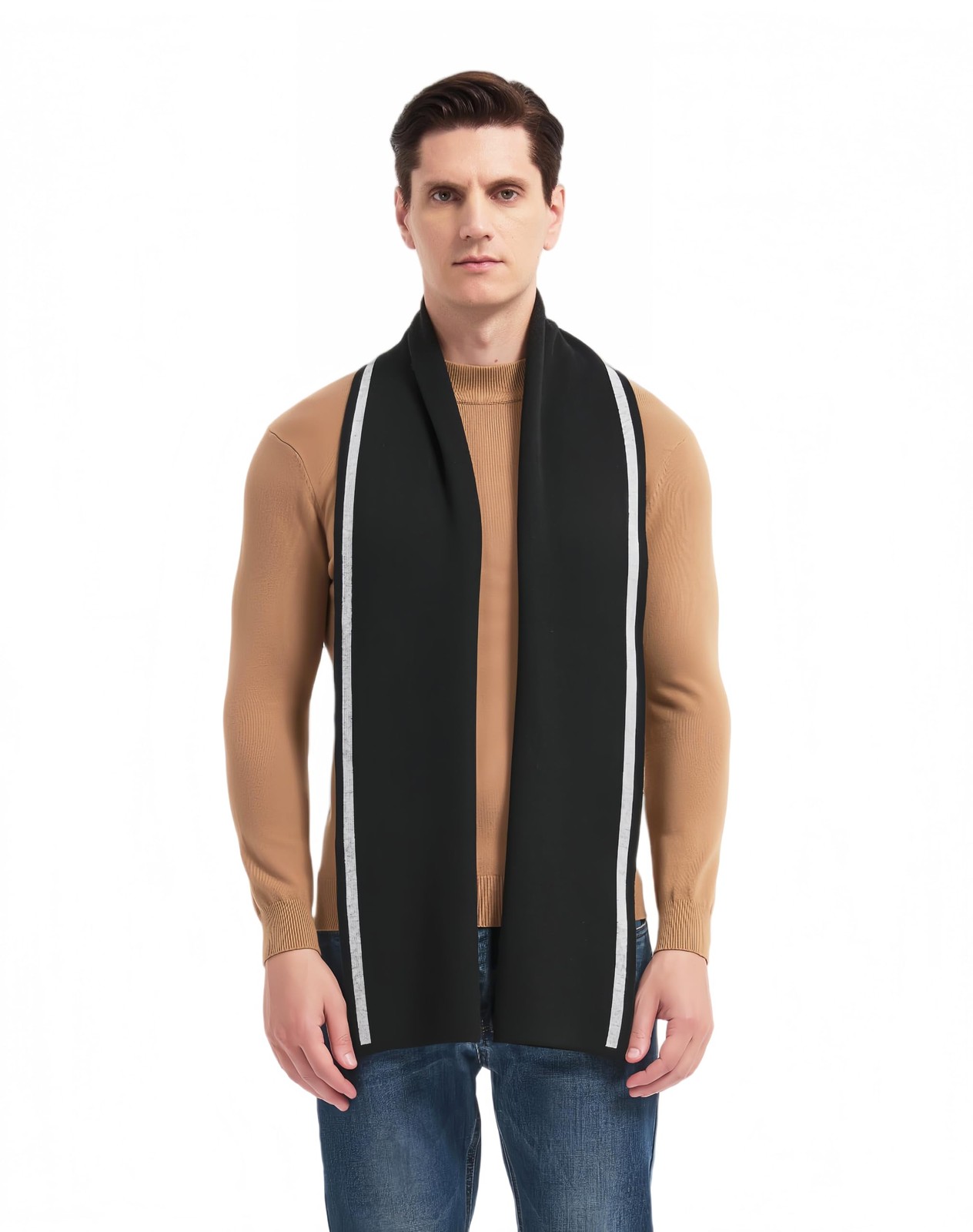 Mens Classic Cashmere Scarves Winter Long Soft Plaid Warm Thick Knitted