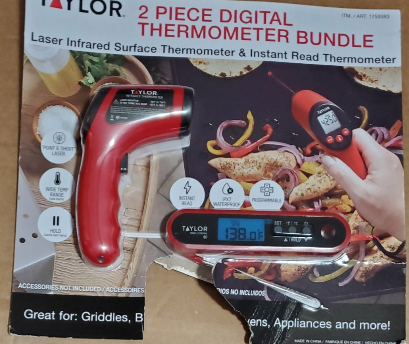 2025 Taylor 2 Piece Digital Thermometer Bundle with Batteries included in pack