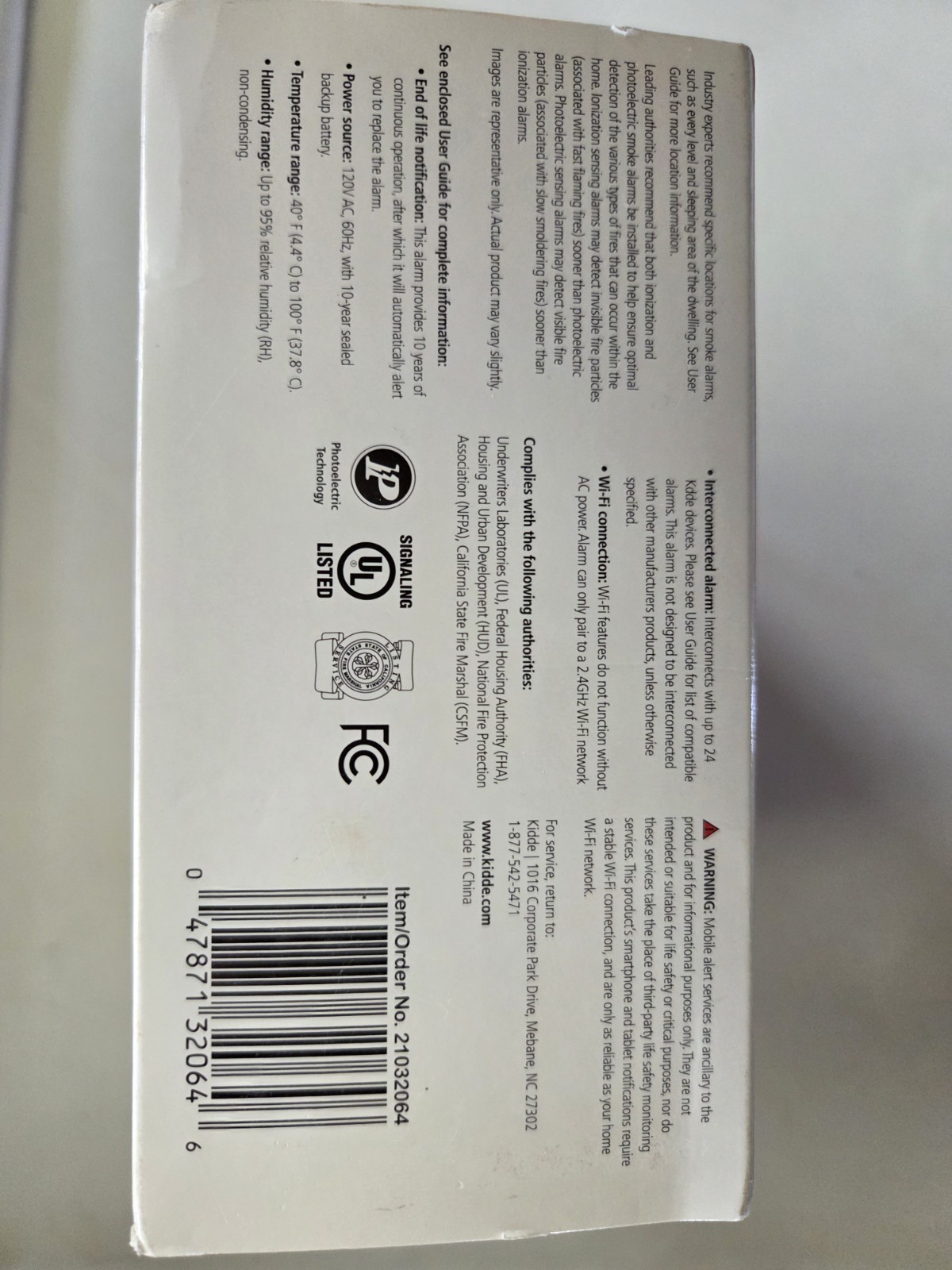 Kiddie Smart Hardwired Wi-Fi Enabled Smoke Detector P4010ACS-WF