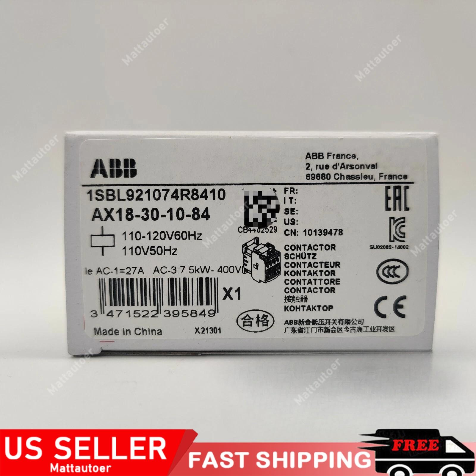 New In Box ABB AX18-30-10-84 AC Contactor US Free TAX
