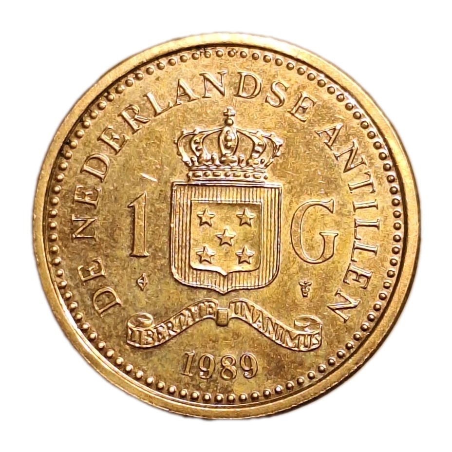 Lower Mintage 1989 Netherlands Antilles 1 Gulden Nice ~AU+/UNC Only 715,000 Ex.