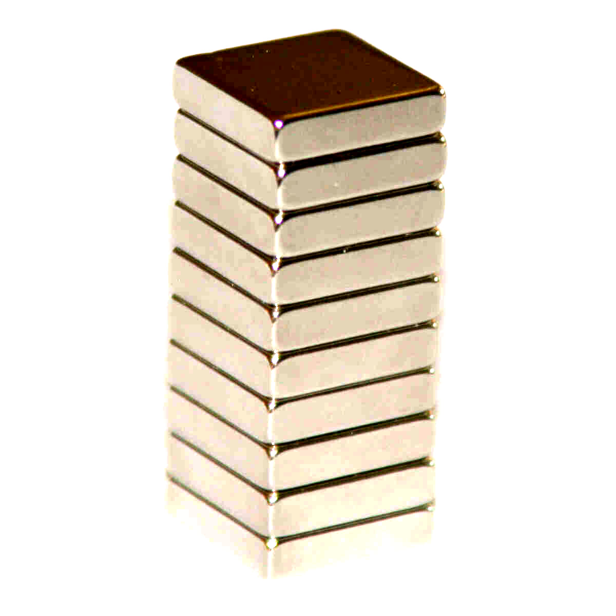 Neodymium Block Magnets (10 Pk) 1/2 inch x 1/2 x 1/8 Thick - Higher N45 Power