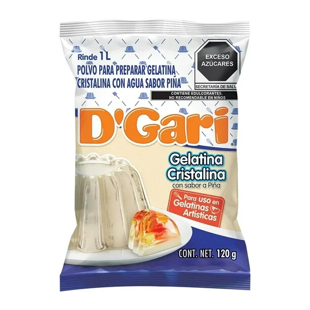 D'Gari~Water Gelatin Powder CLEAR Pineapple flavor~Gelatina Mexicana~Get 10/120g