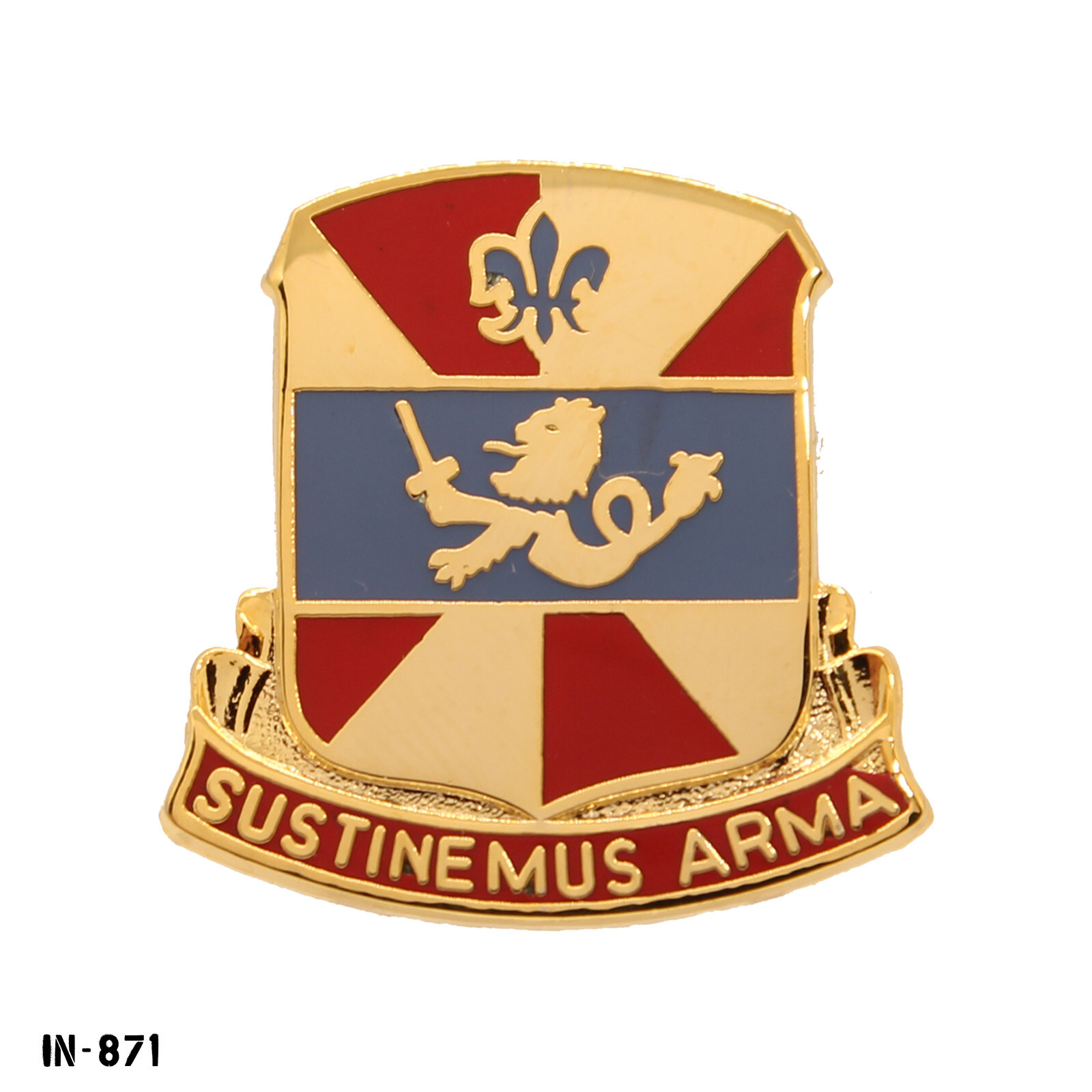 738th Support Battalion IN NG ~ Sustinemus Arma ~ US Army DUI Crest Pin ~ NEW