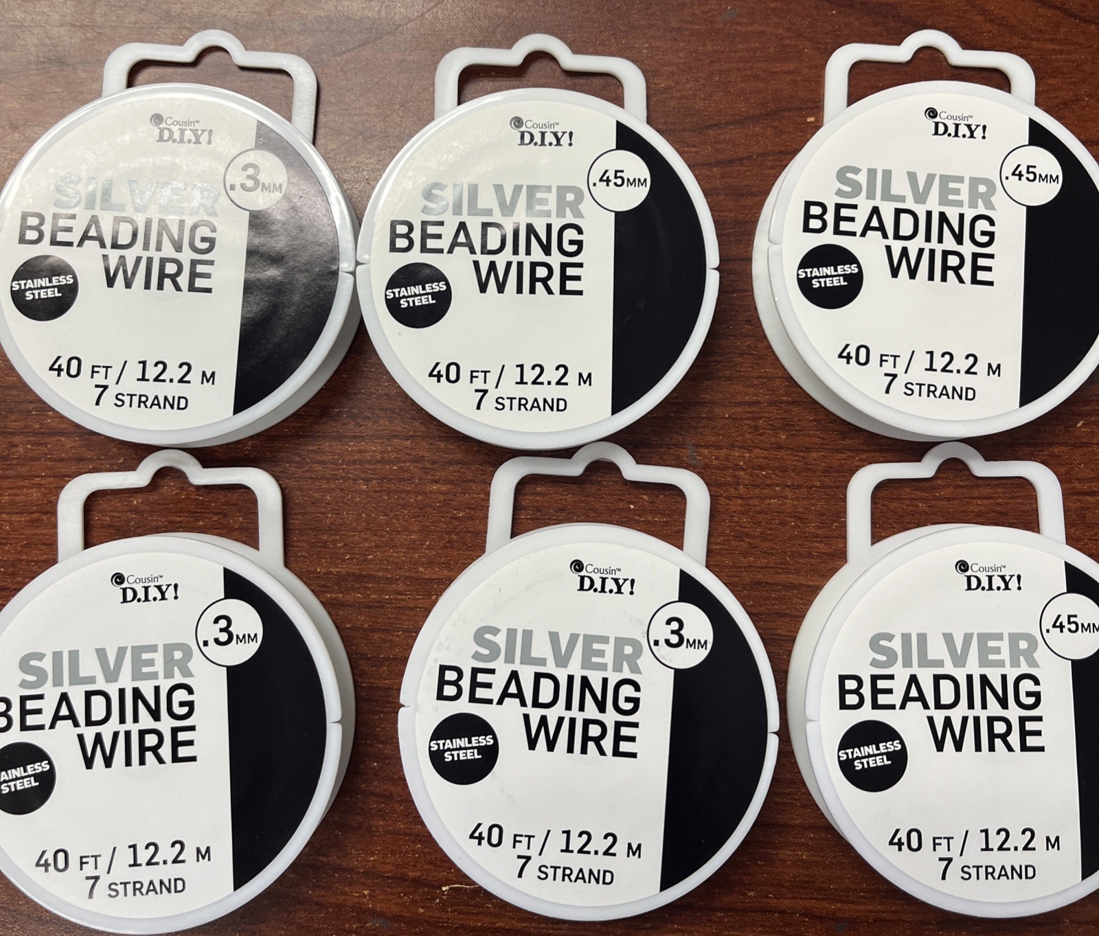 DIY Silver Beading Wire Stainless Steel - , 12.2M, 40 ft 6 Pack