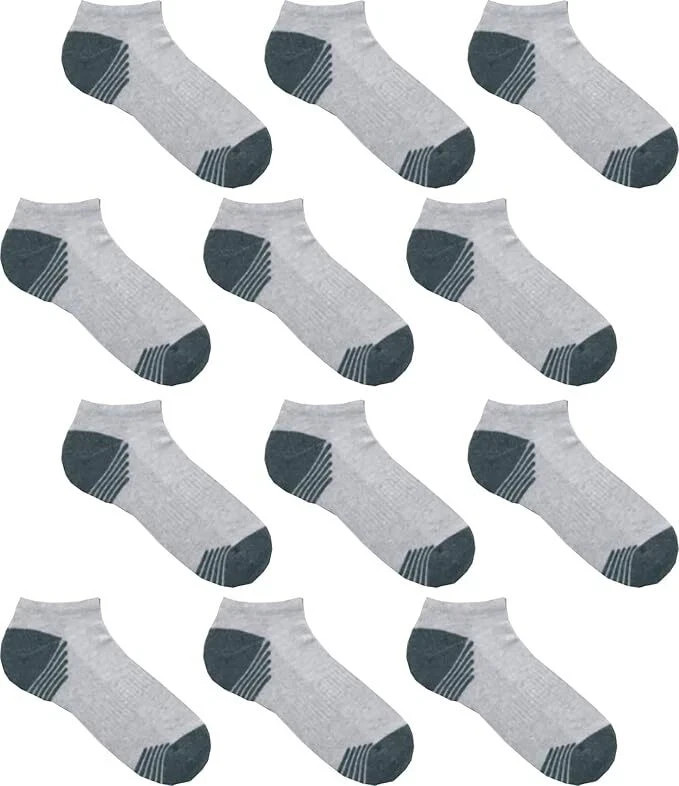6-12 Pairs Men's No Show Gray Athletic Running Casual Liner Socks size 10-13