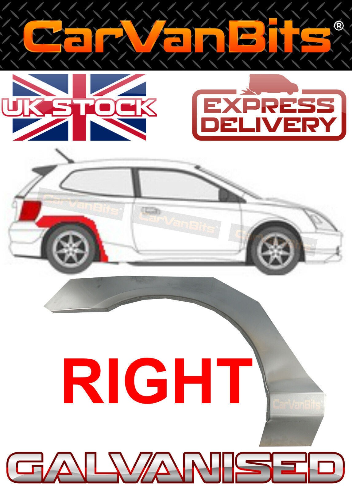 FOR HONDA CIVIC 01-05 3 DOOR REAR WHEEL ARCH REPAIR BODY PANEL FENDER WING RIGHT