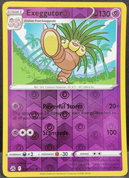 Exeggutor 058/159 - Reverse Holo Rare - Crown Zenith - Pokemon -  NM/M
