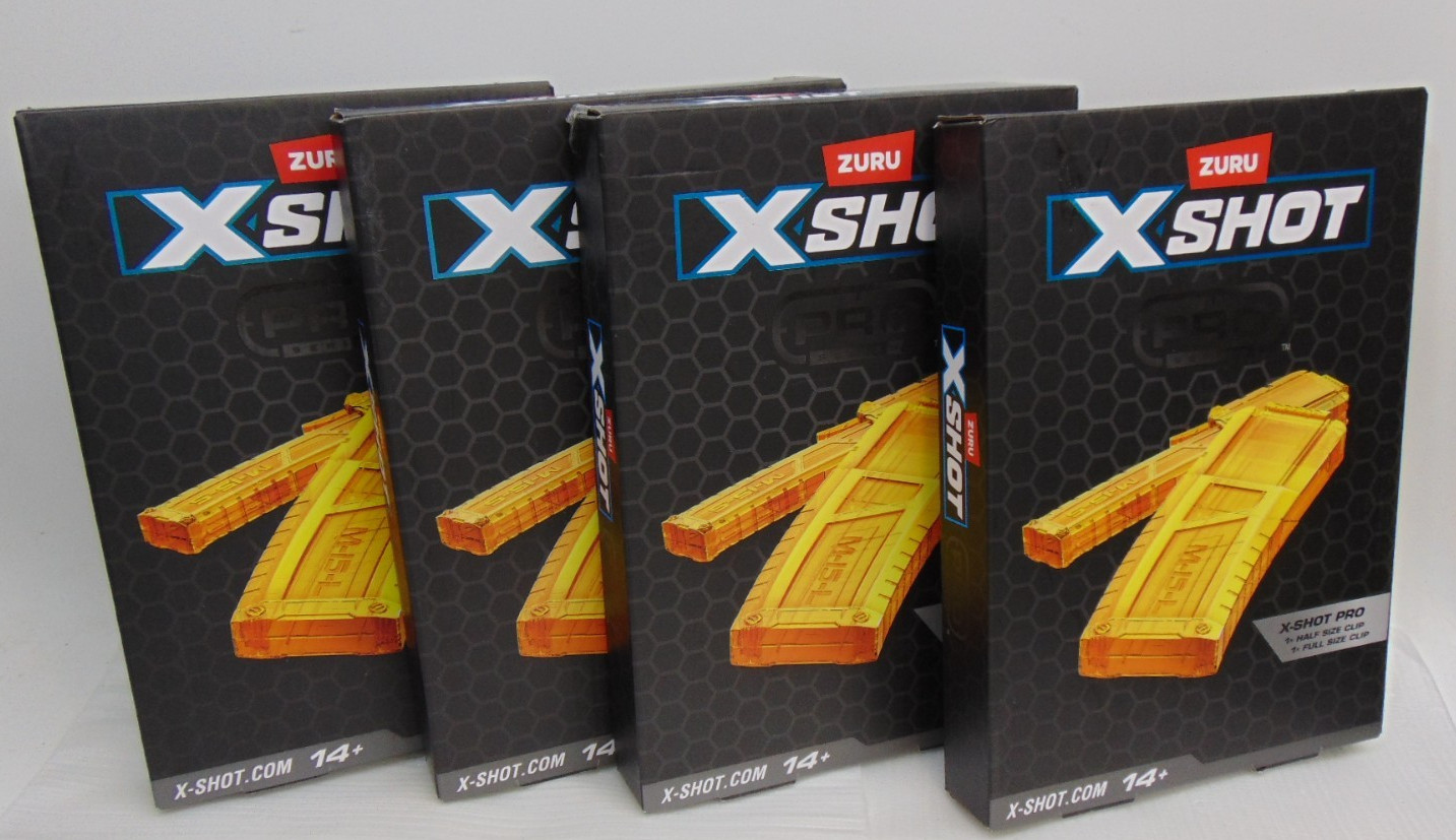 4 Pack Zuru X-Shot Pro Series Clip Set 8 Mags Total 4 Full Size & 4 Half Size