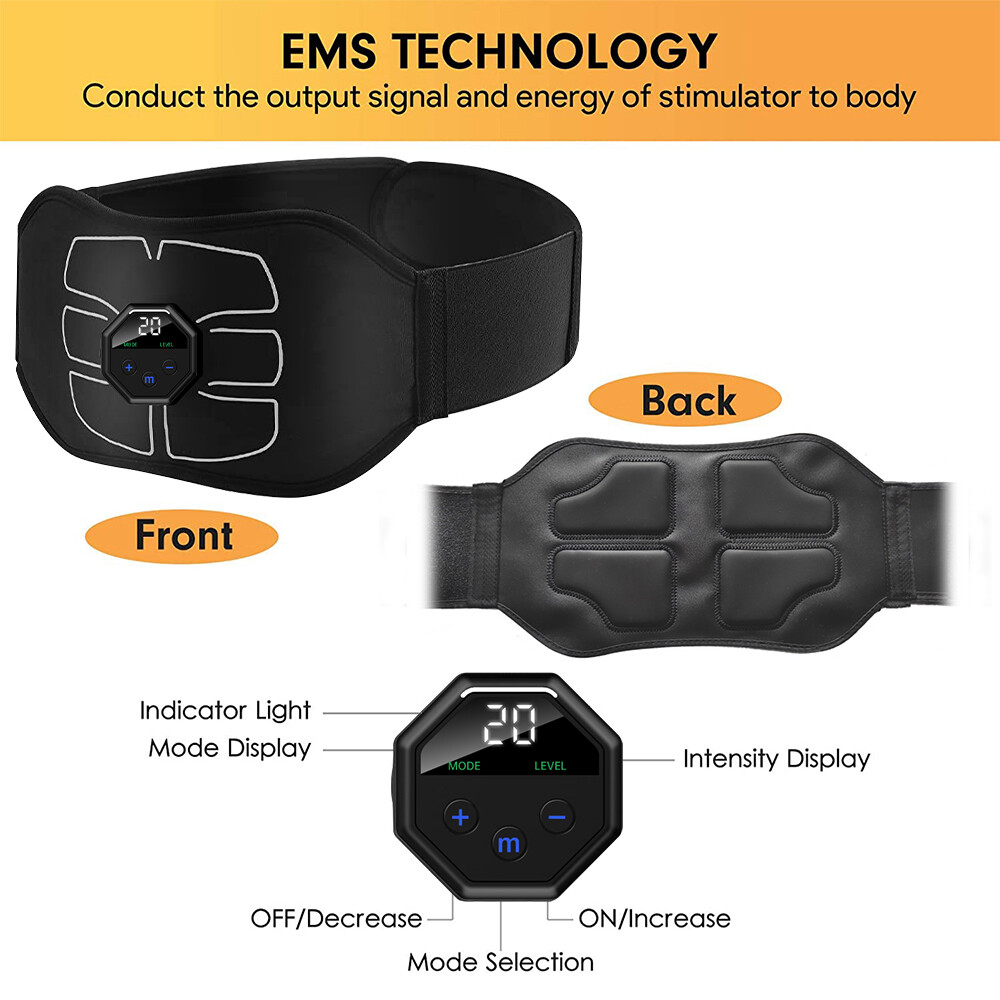 10 Modes EMS Abdominal ABS Muscle Stimulater Training Toner Workout Fitness Belt