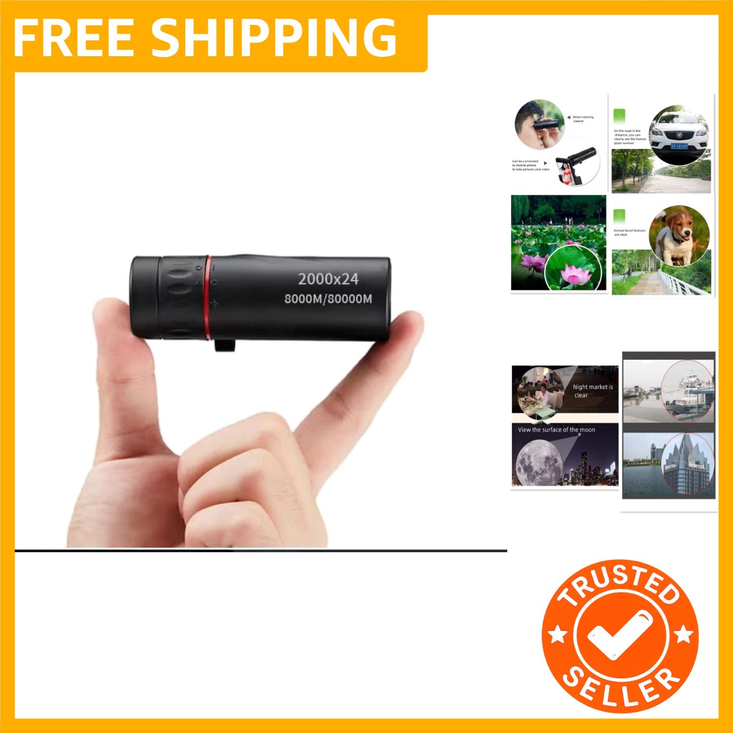 2000X24 Monocular Focus Optics Telescope onocular Power for Adults with Phone...