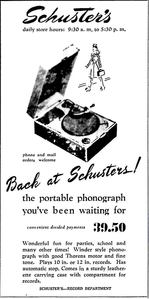 Thorens Acoustic Portable Gramophone record player c1939