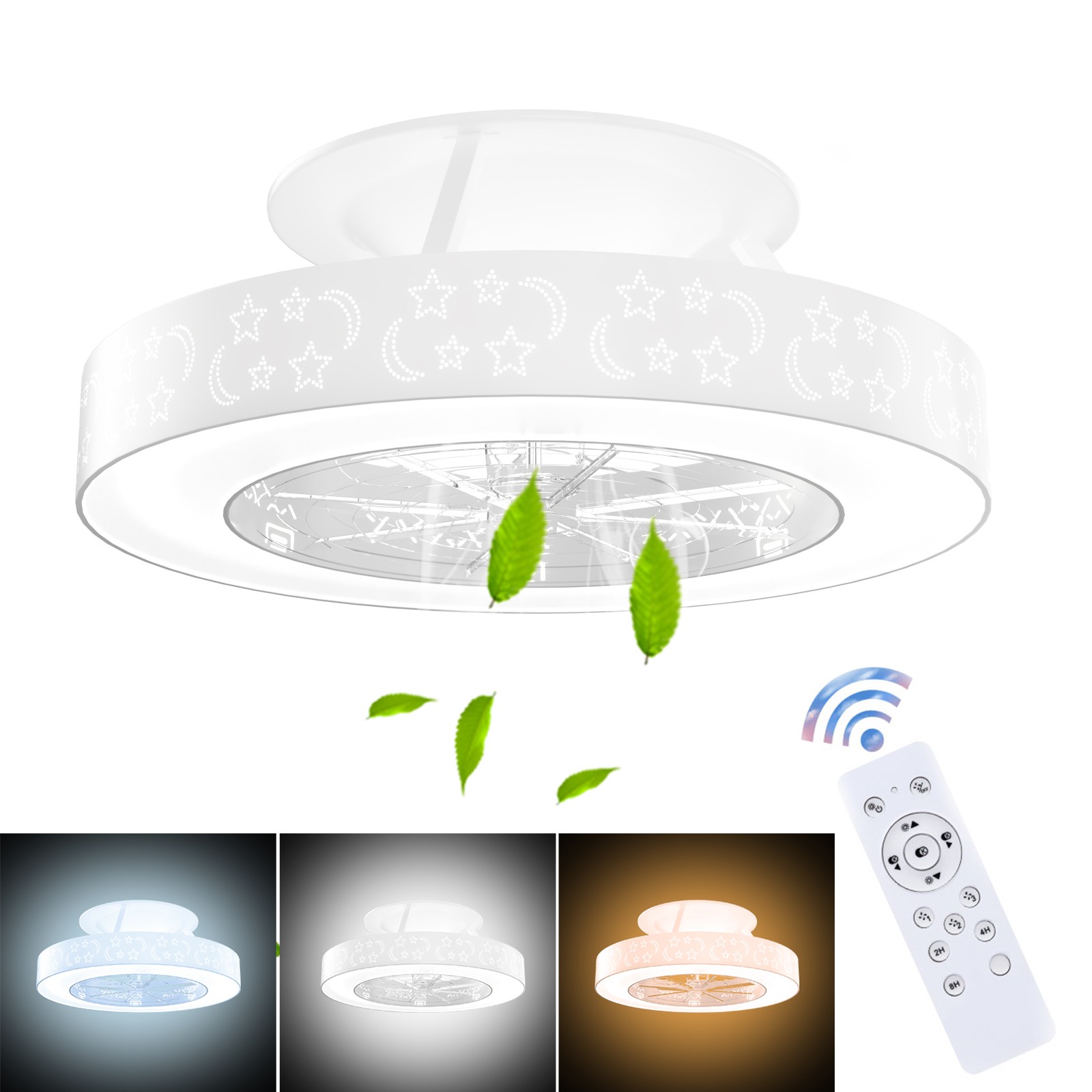 Costway 23 inch Flush Mount Starry Sky Ceiling Fan Room Decor w/LED Remote