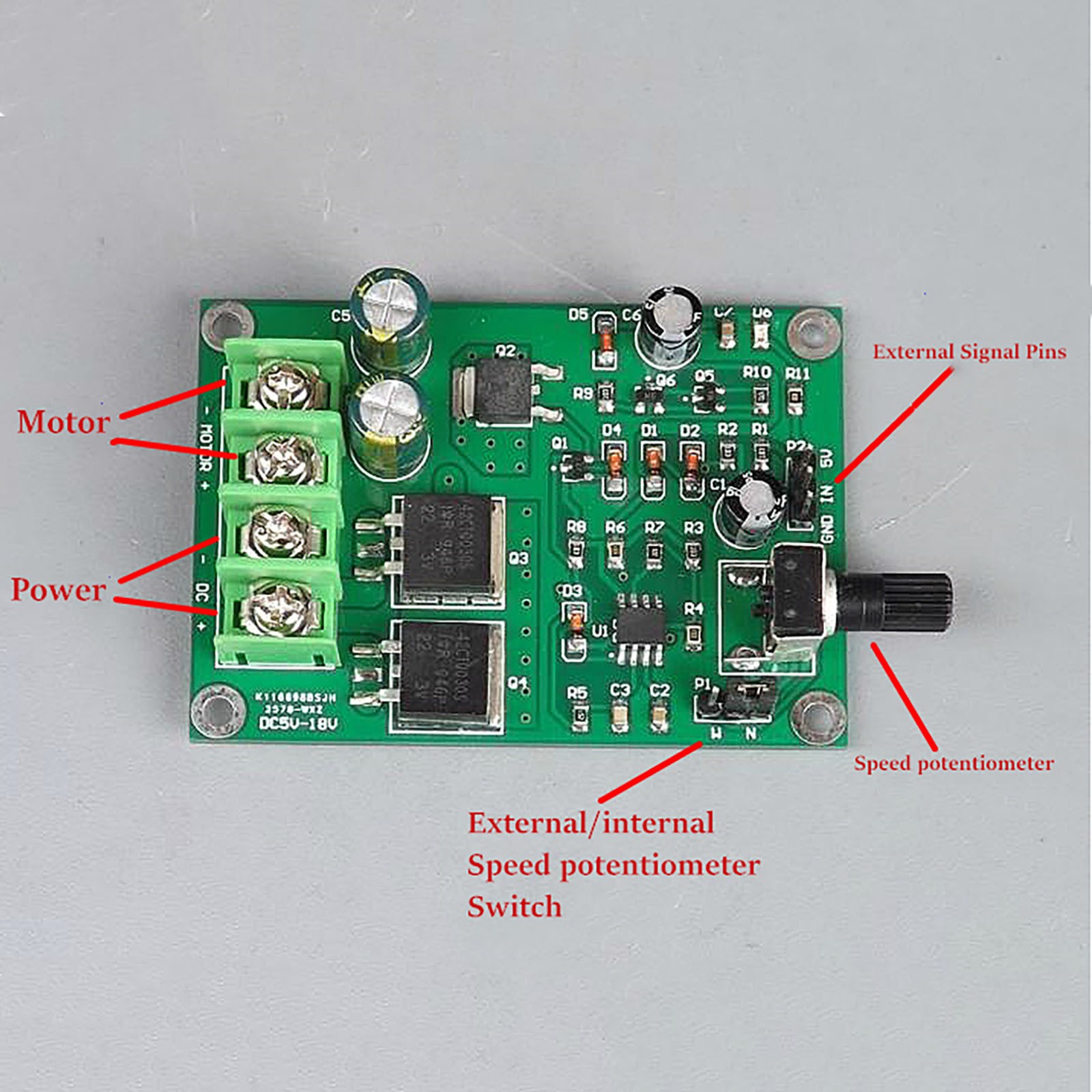 DC 5-18V 12A PWM Motor Speed Controller Board Module Adjustment Potentiometer E