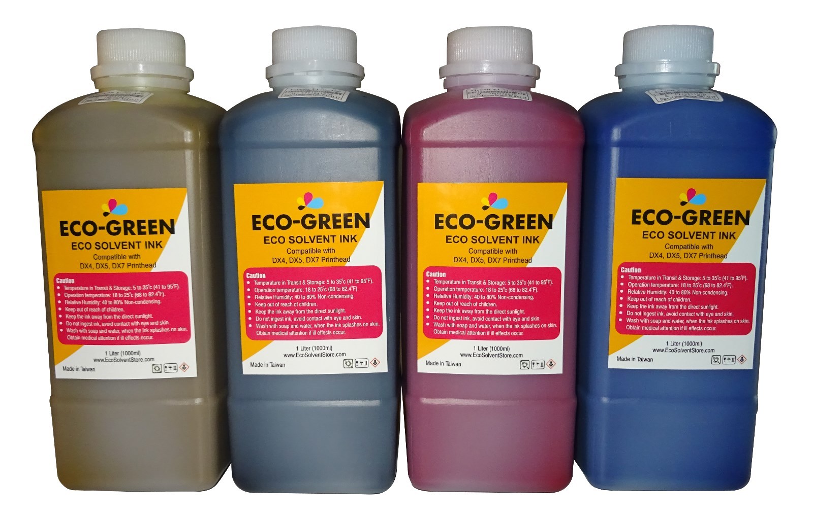 Eco solvent Ink DX4 DX5 DX7 I3200 Printhead, Mimaki, Roland, CMYK SET, FAST USA