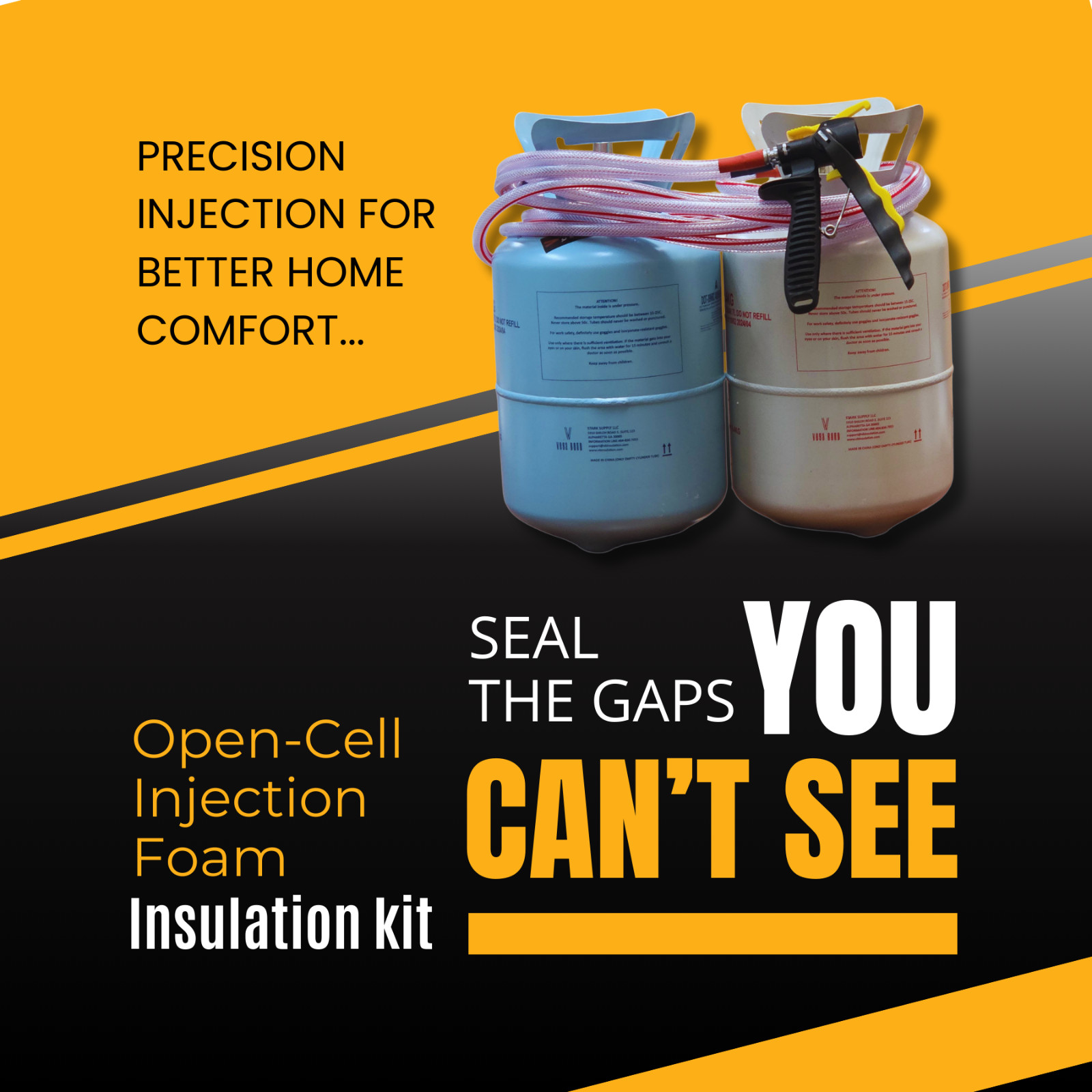 Open Cell Injection Spray Foam Kit – 35 cu.ft. Slow Rise Wall Cavity Insulation