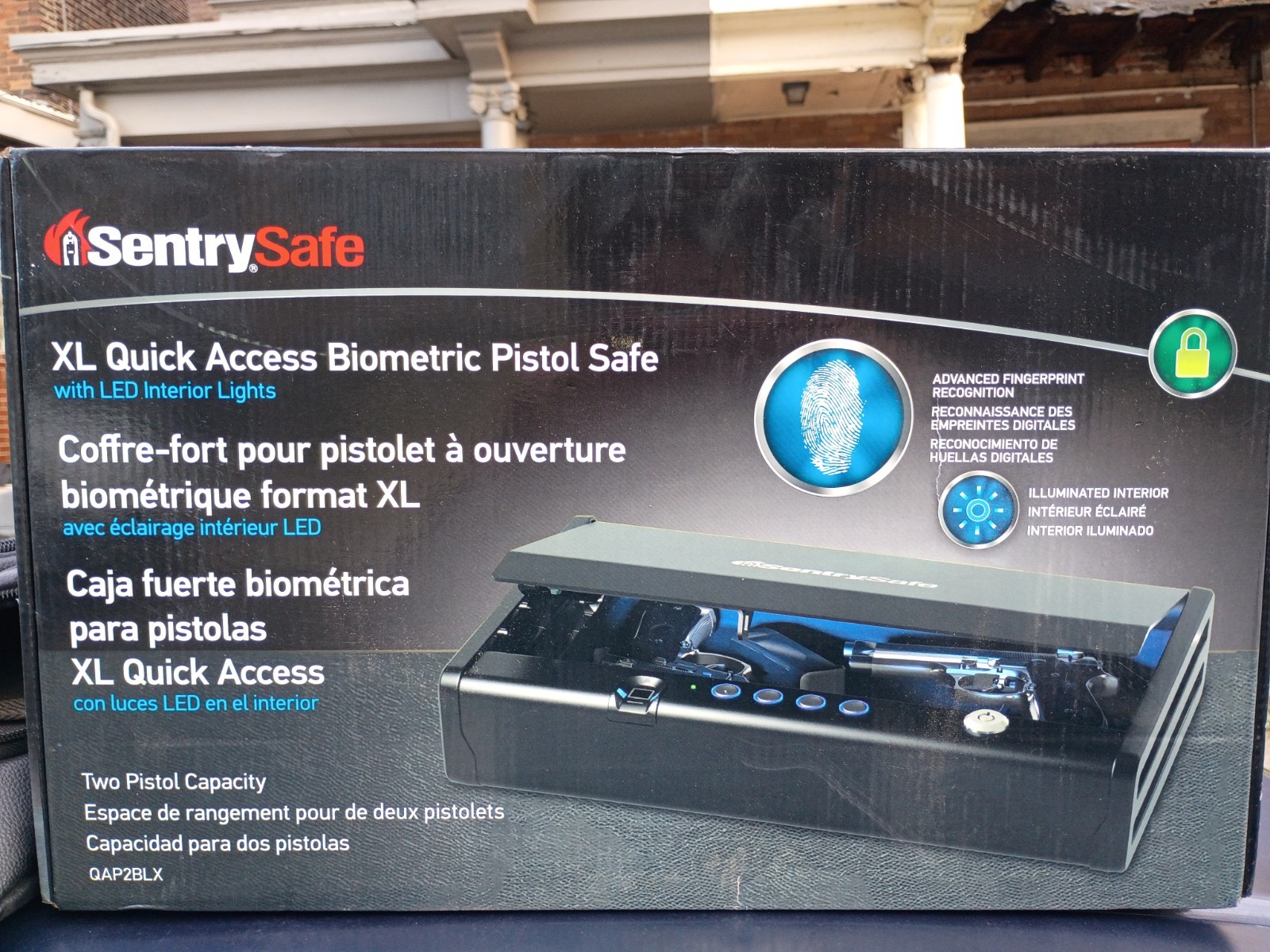 SentrySafe XL Quick Access Biometric 2-Pistol Safe LED Light Black QAP2BLX