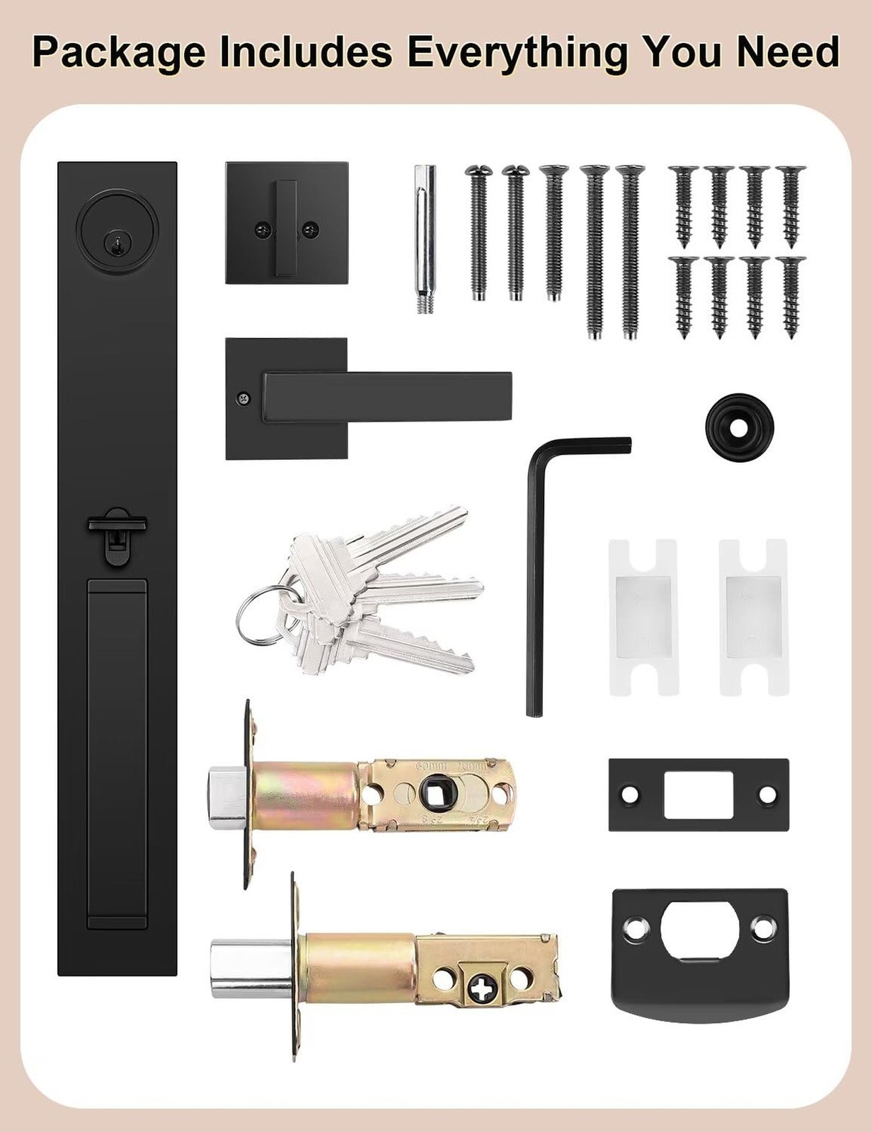 Front Door Lock Set, Full Escutcheon Front Door Handle Sets, Heavy Duty Entry...