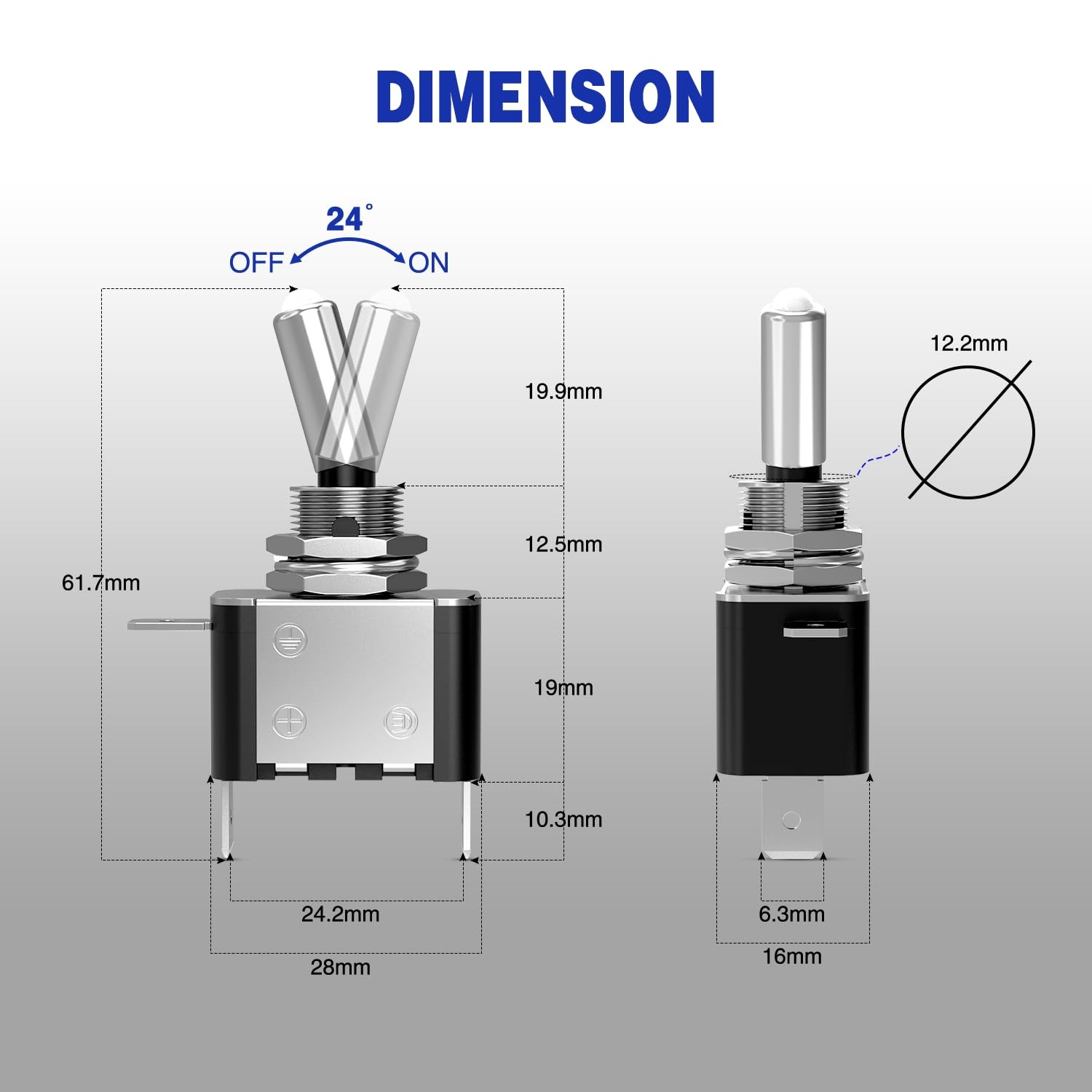 Nilight Toggle Switch on Off White LED 12V 20A 3Pin 2 Position SPST 3PC for Boat
