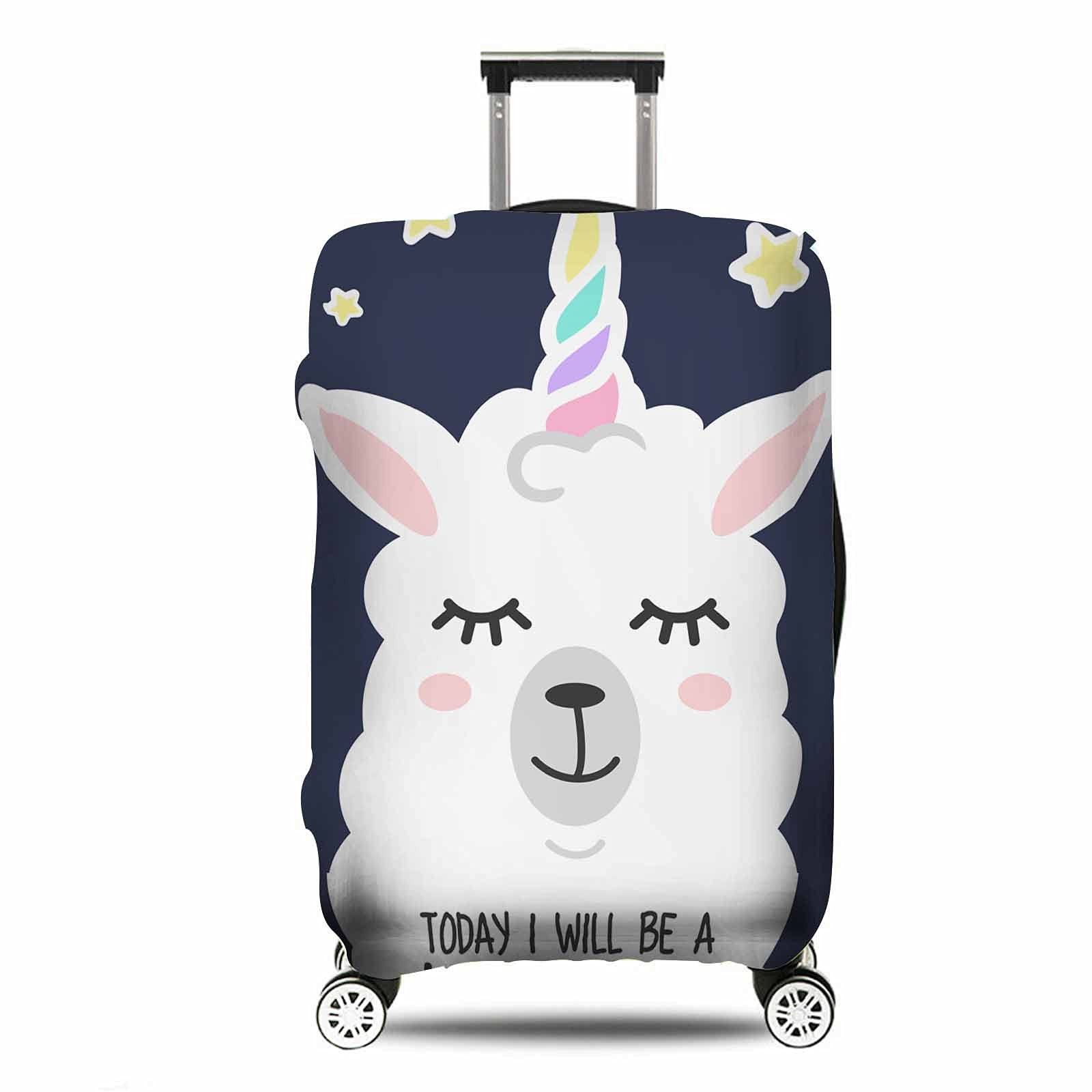 IBILIU Travel Luggage Cover Protector Funny Llama in Unicorn Horn Suitcase Co...