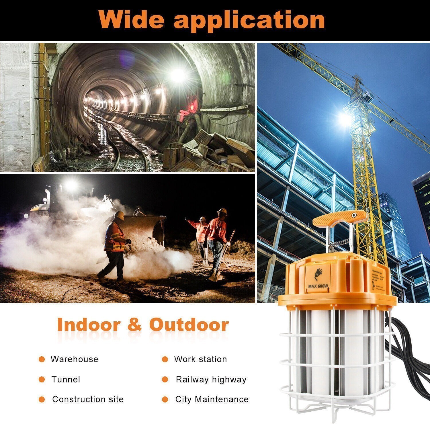 150W LED Temporary Work Light Linkable Hanging Construction Light 5000K Daylight