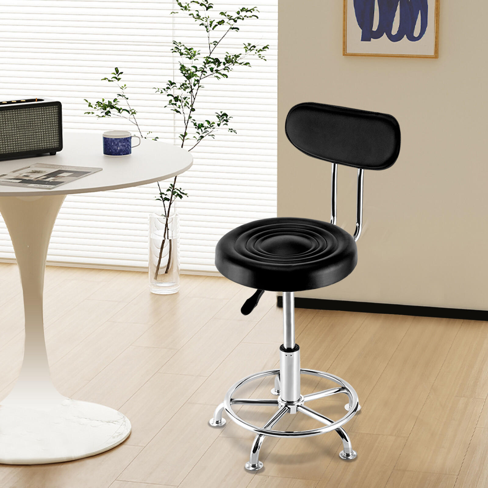 Work Shop Stool Bench Hydraulic Chair Bar Garage Adjustable With Back Footrest
