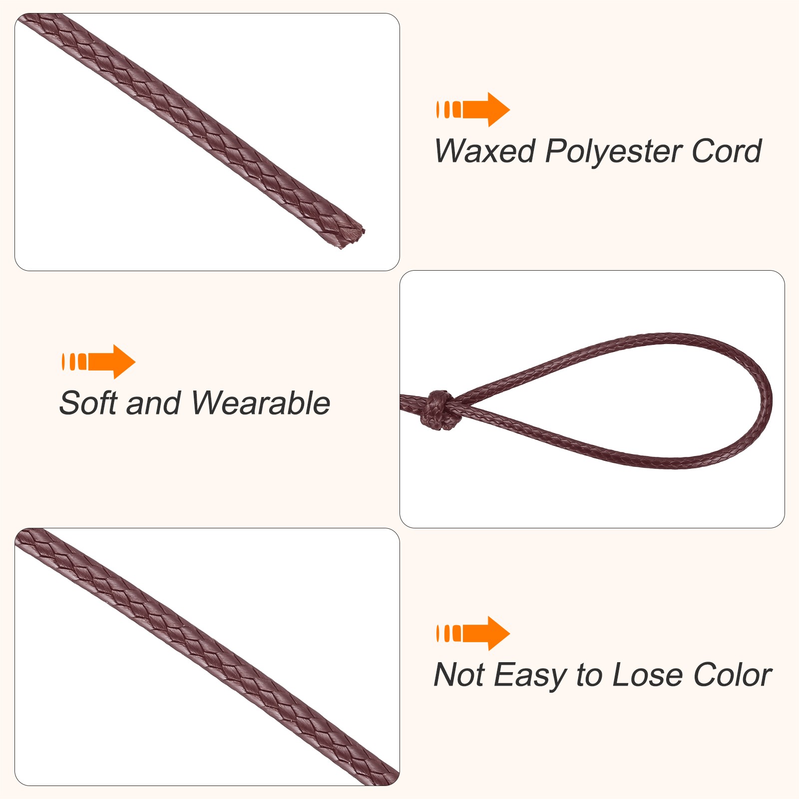 Waxed Cord 2.5mm Waxed Thread 87 Yard Wax String Leather Cord (Dark Red)