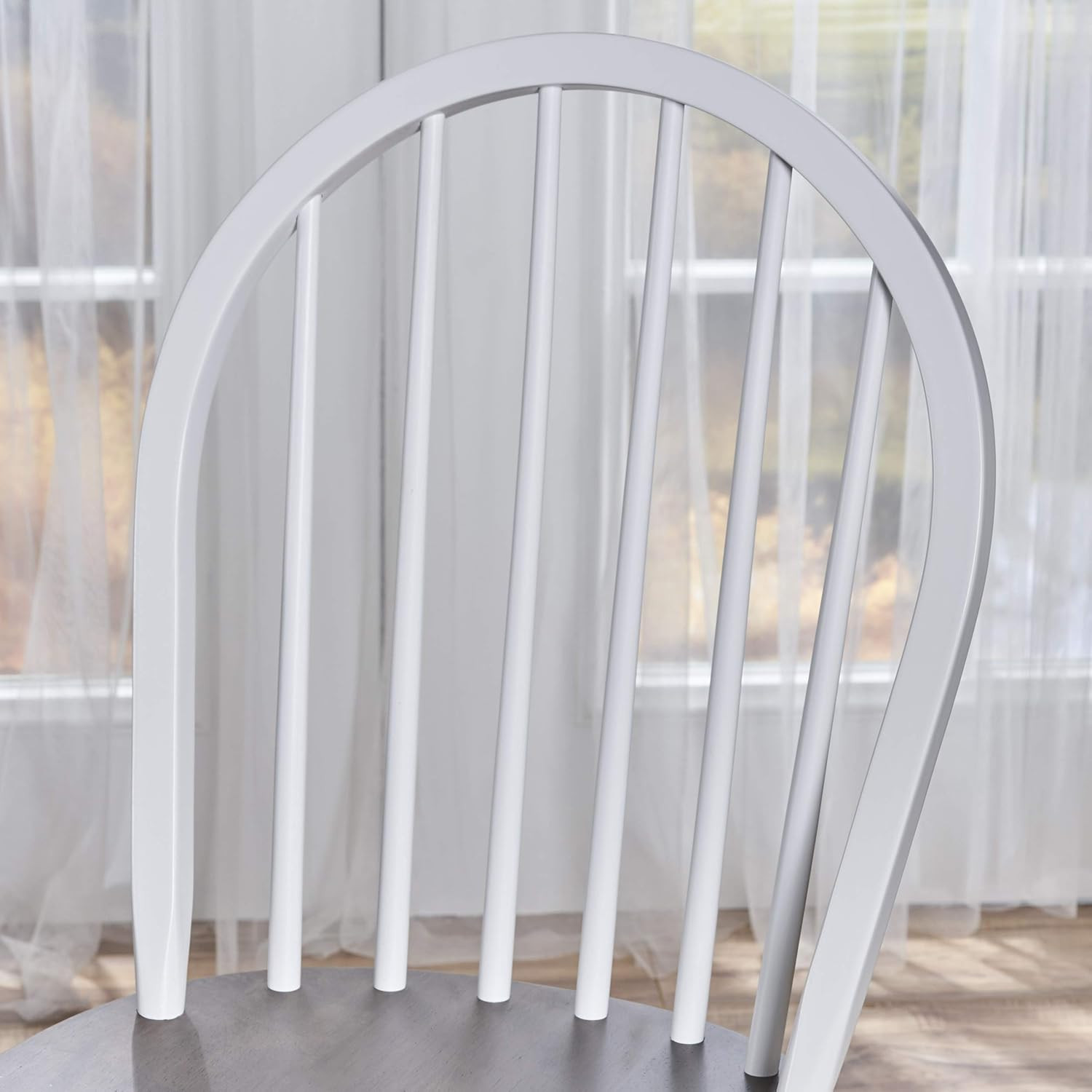 Declan Farmhouse Cottage High Back Spindled Rubberwood Dining Chairs, 2-Pcs Set,