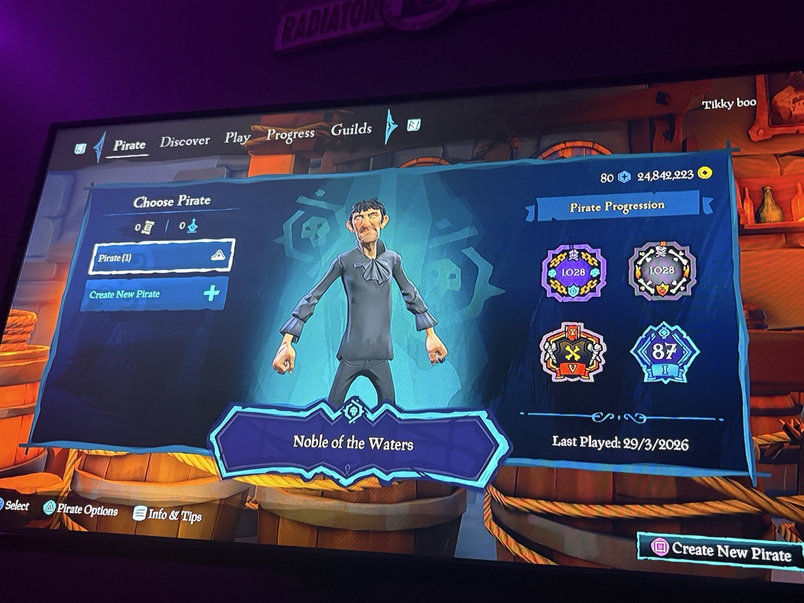 Sea of Thieves Game Account Season 20 Noble of the Waters ID TIKKY BOO