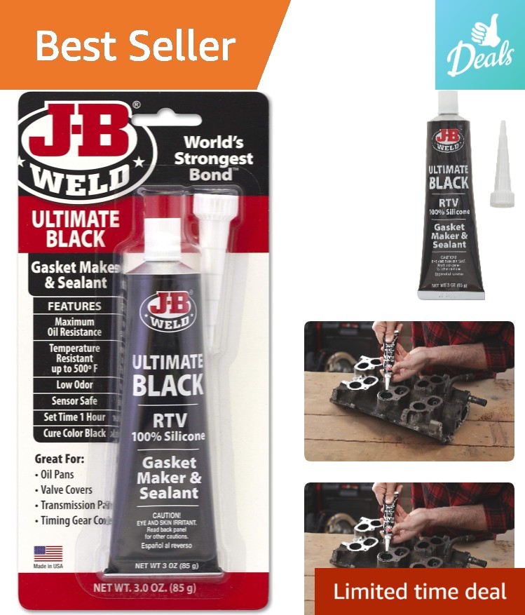 3 oz Ultimate Black Silicone Gasket Maker - Temperature Resistant & Sensor Safe