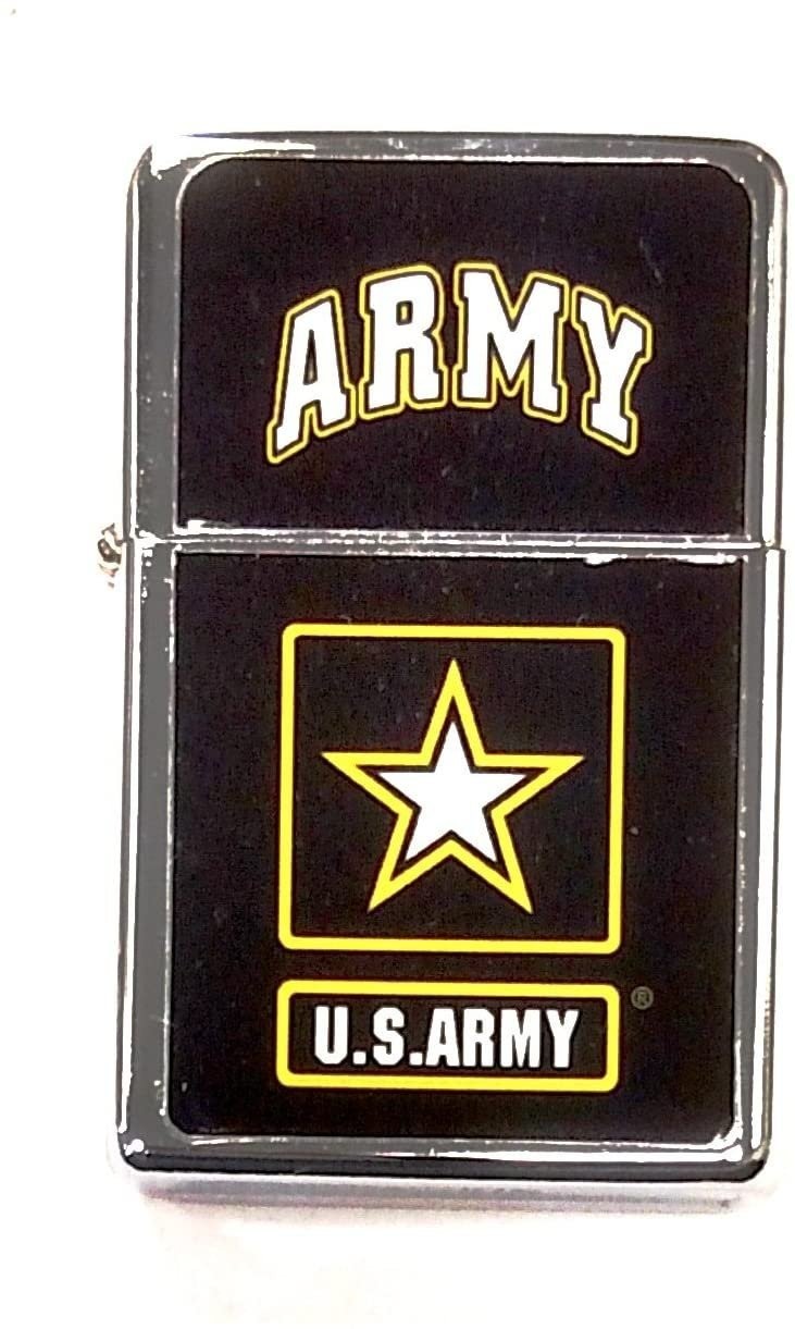 Army Pocket Lighter Flip-Top Metal Chrome United States US Military