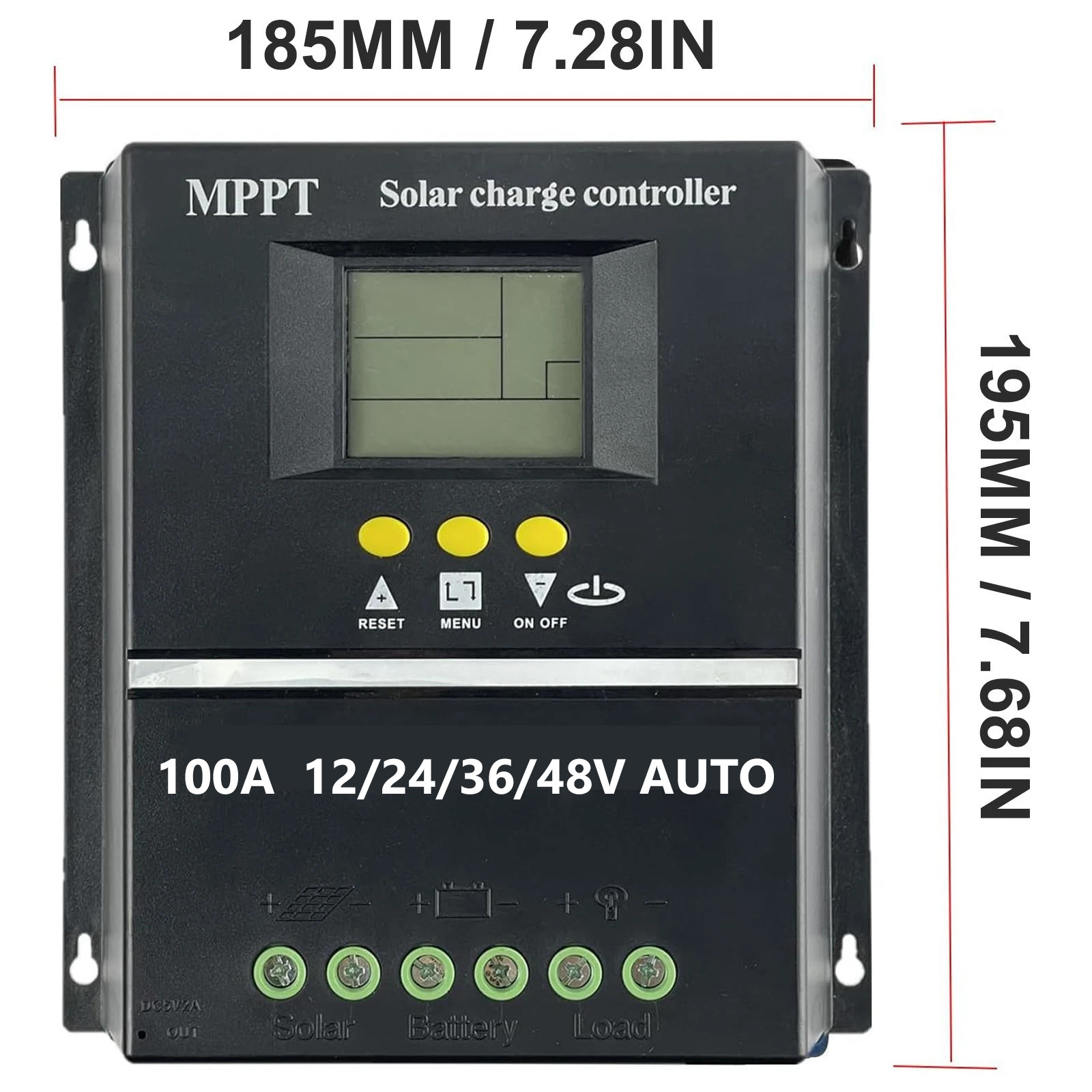 MPPT 12V/24V/36V/48V Solar Charge Controller Tools 100A LCD Dual USB