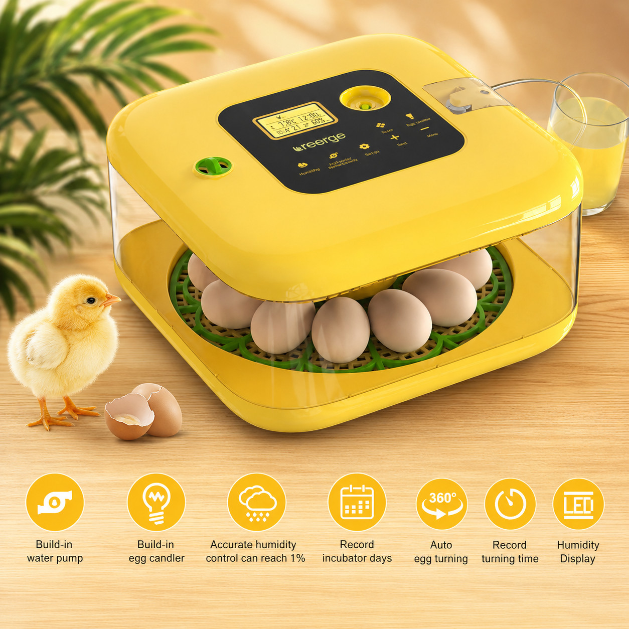 12 Egg Incubators for Hatching Egg with Auto Humidification,Ideal for Farm Schol