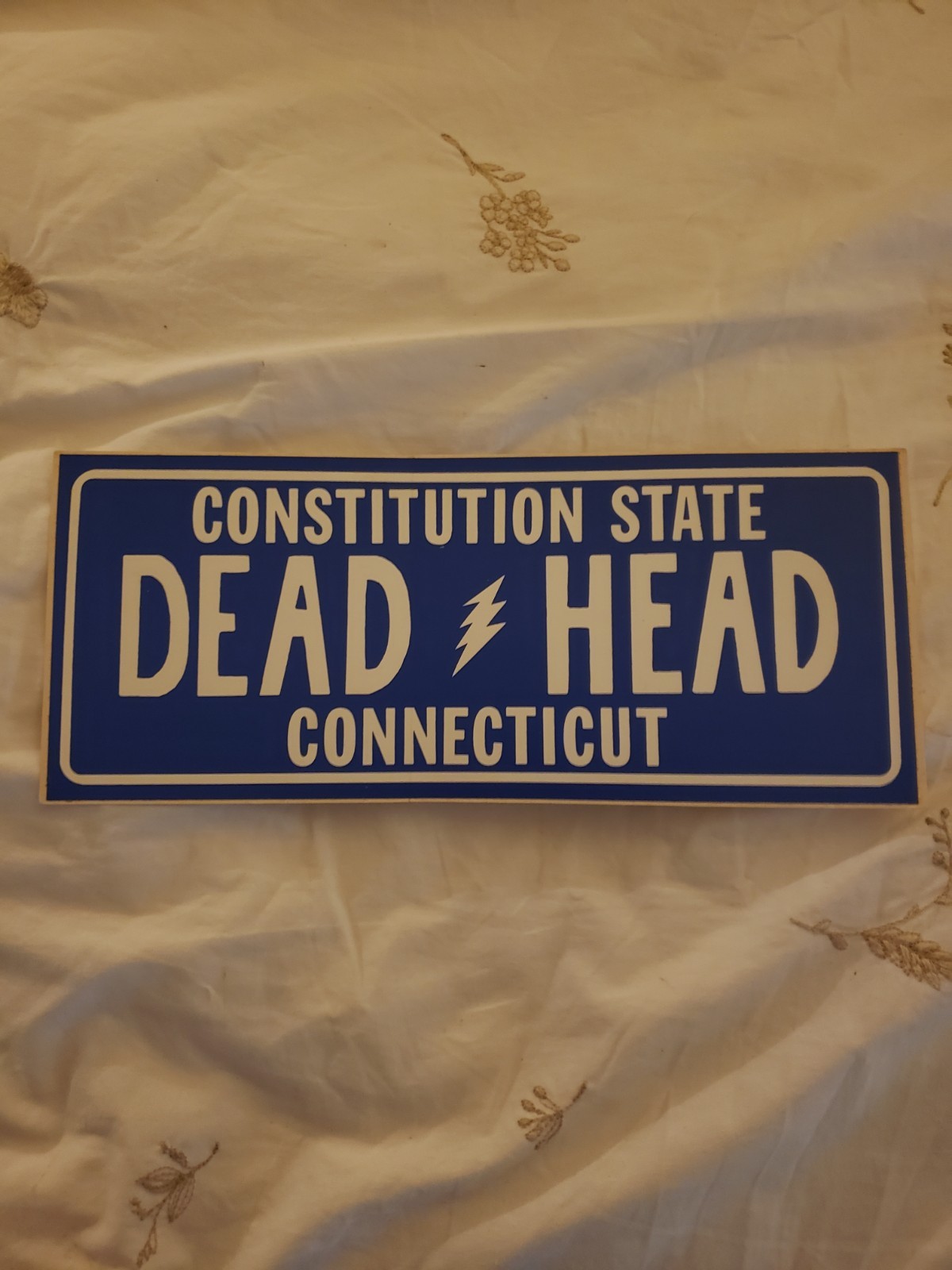 Vintage 1985 Official Grateful Dead Connecticut Car Plate Sticker BIG 8x4 Inches