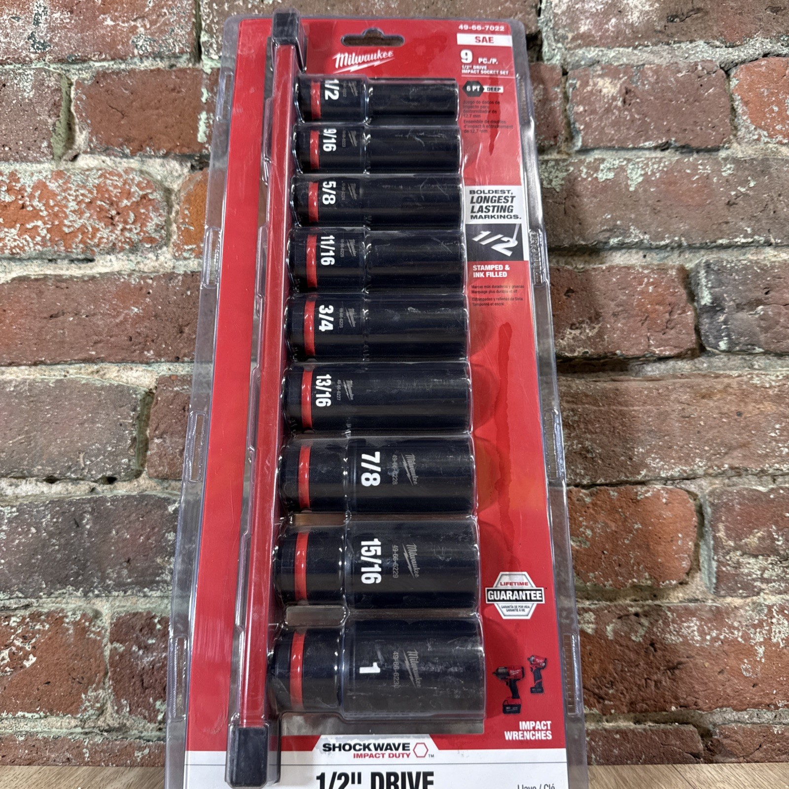 Milwaukee 49-66-7022 9PC SHOCKWAVE Impact Duty™ 1/2" Drive SAE Deep Socket Set