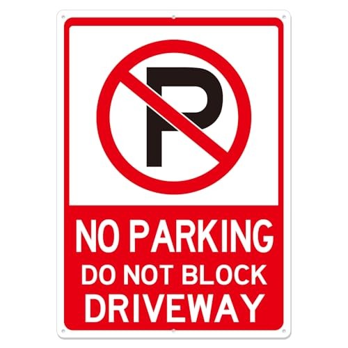 Large No Parking Sign Do Not Block Driveway Sign - 14 x 10 Inches Rust Free