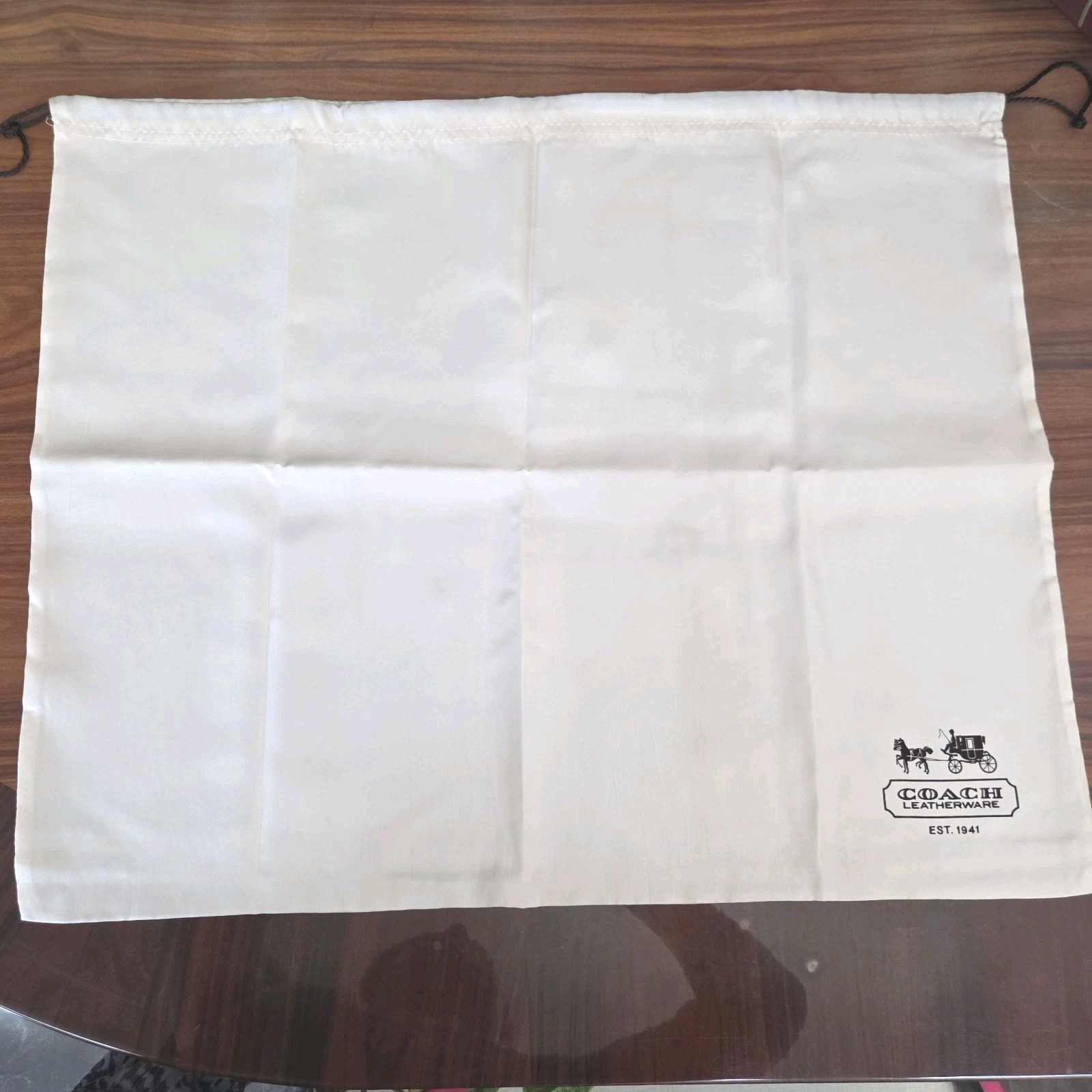 Large Coach Leatherware Dust Bag Drawstring Ivory Satin 23x19" Authentic Storage