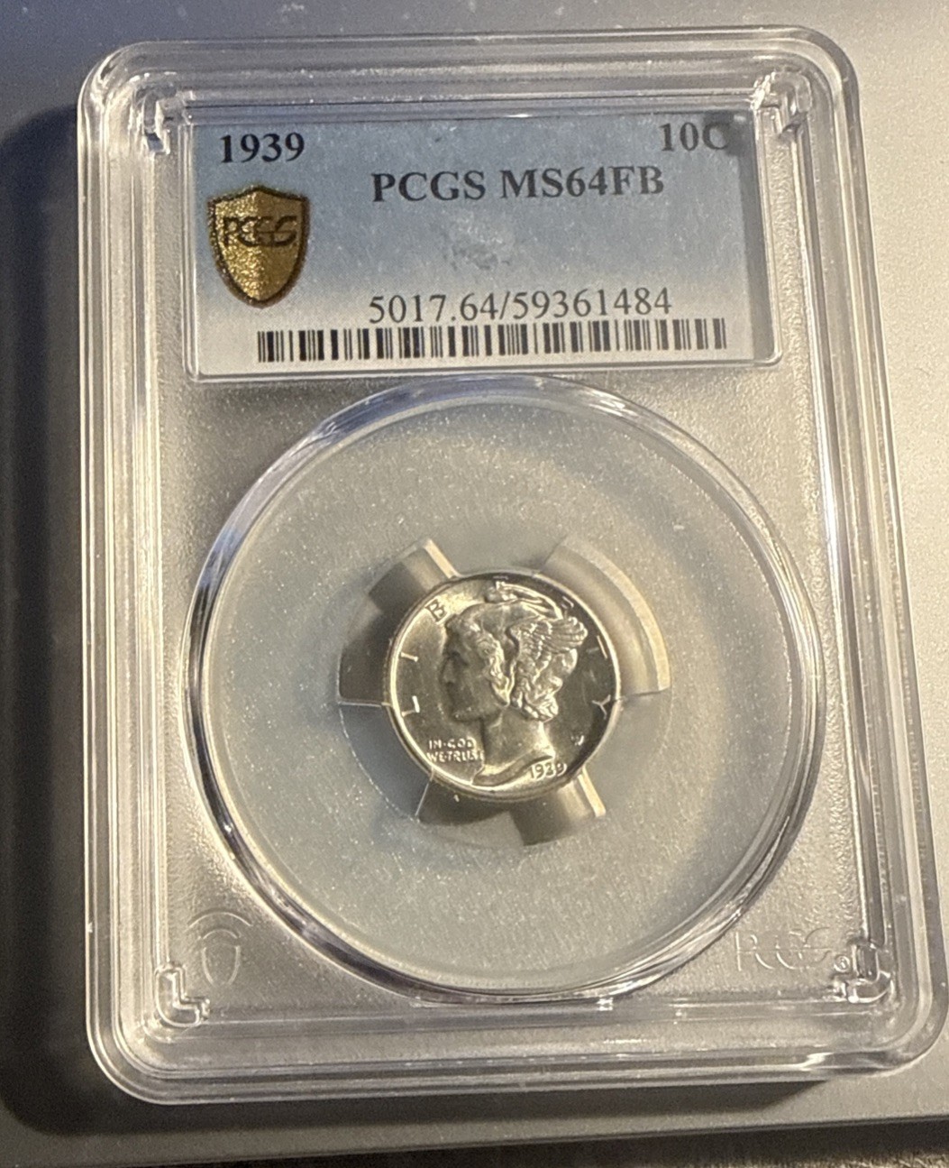 1939 Mercury Dime PGCS MS 64 FB Gold Shield