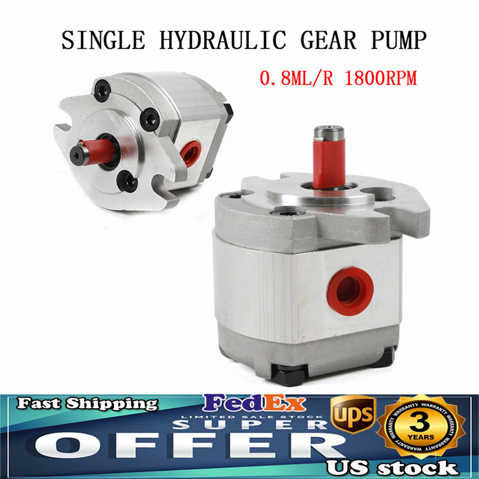 Hydraulic Gear Pump Flat Keyed Shaft SAE Flange Mounting Mini High Pressure New