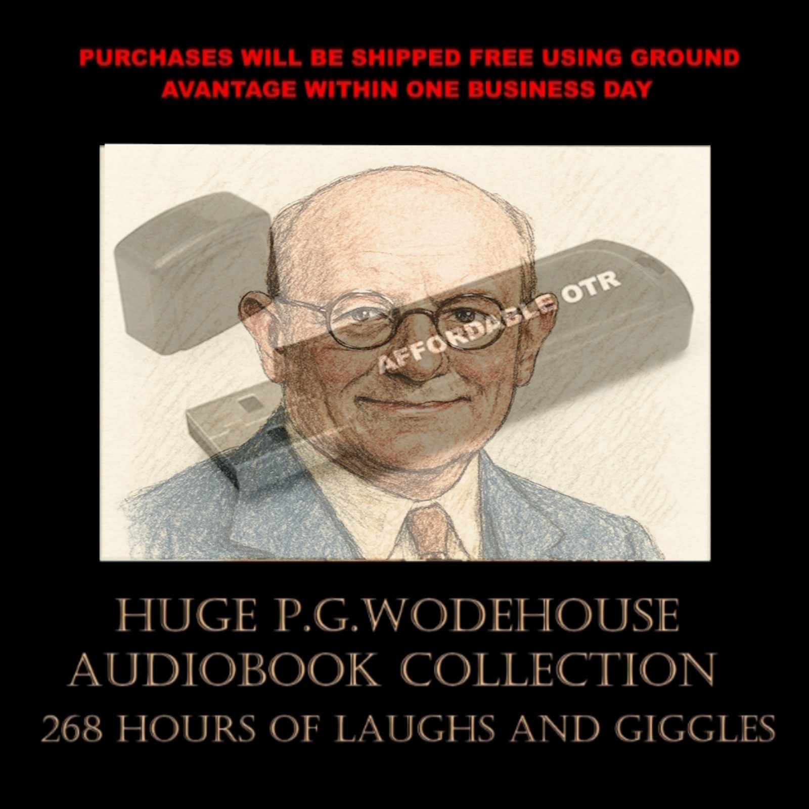P. G. WODEHOUSE AUDIOBOOK  COLLECTION.  263 HRS & 108 TITLES.  USB FLASH DRIVE!