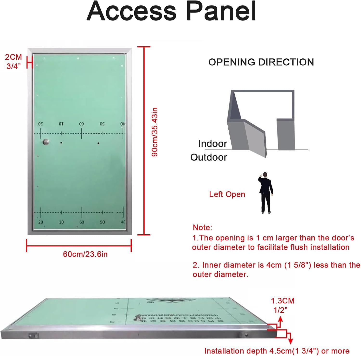 Paintable Drywall Access Panel - Large Flush Mount Inspection Door 60X90Cm