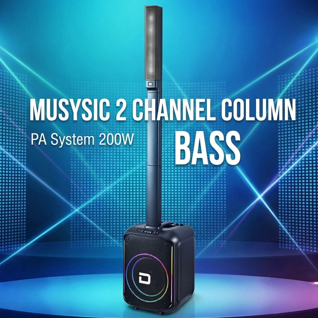 Powered Portable Column Array PA System Bluetooth Speaker with 12" Subwoofer NEW