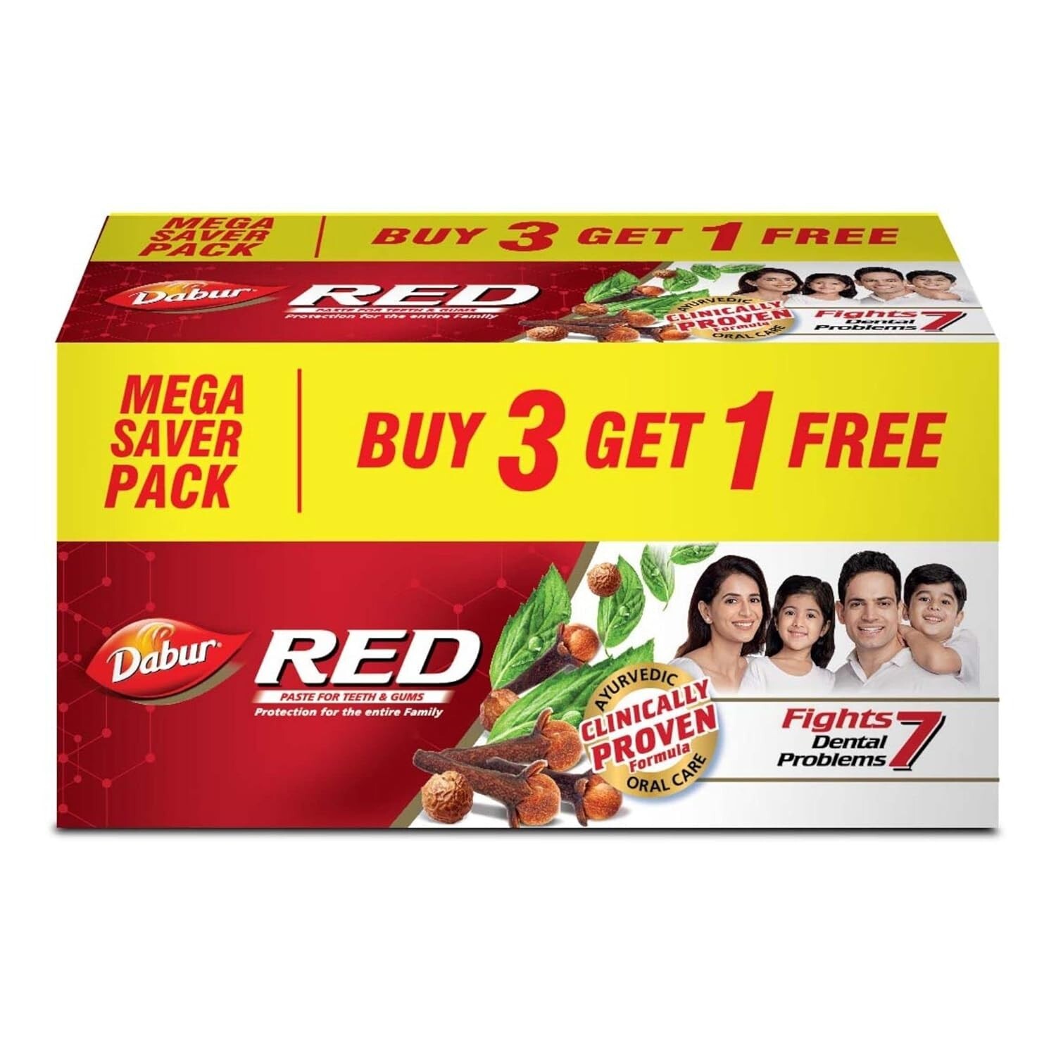 Dabur Red 600g (150g x 4, Pack of 4) Toothpaste - India's No.1 Ayurvedic Paste