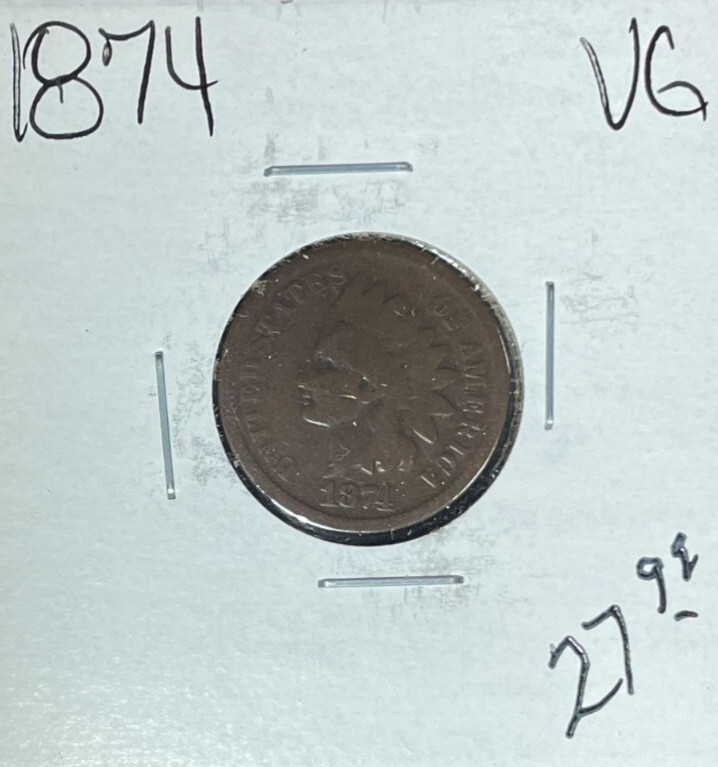 1874 INDIAN HEAD CENT~ VG ~NICE COIN~