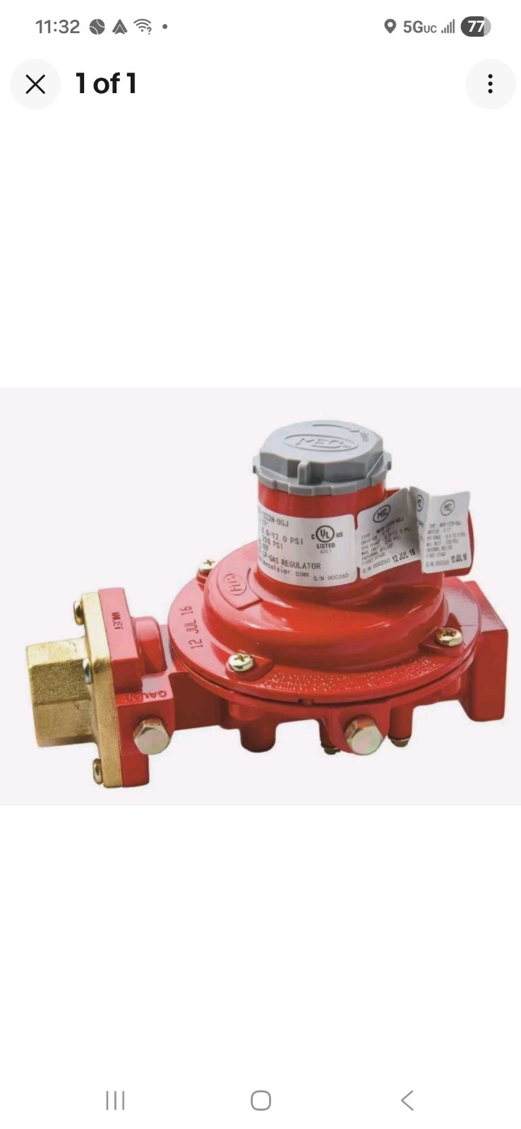 Excela-Flo MEGR-1222H-BGF Compact First Stage LP Regulator 10 PSI